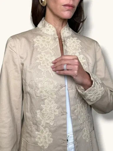 Jen Wonders Studio Beige Embroidered Blazer | Thumbnail 5 Jen Wonders Studio Beige Embroidered Blazer | Thumbnail 5