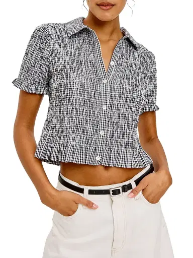 RAILS Women's Alton Gingham Smock Shirt - Black Gingham - Size XL | Thumbnail 3 RAILS Women's Alton Gingham Smock Shirt - Black Gingham - Size XL | Thumbnail 3
