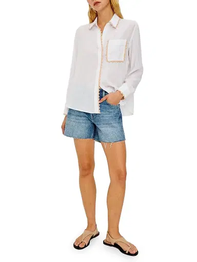 RAILS Women's Saya Crochet Trim Button-Front Shirt - White | Thumbnail 2 RAILS Women's Saya Crochet Trim Button-Front Shirt - White | Thumbnail 2