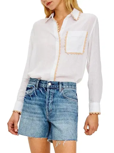 RAILS Women's Saya Crochet Trim Button-Front Shirt - White | Thumbnail 3 RAILS Women's Saya Crochet Trim Button-Front Shirt - White | Thumbnail 3