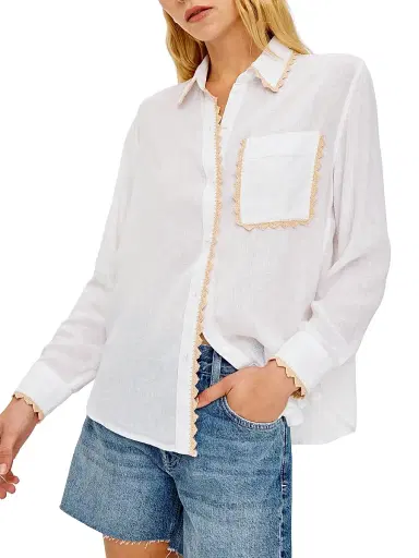 RAILS Women's Saya Crochet Trim Button-Front Shirt - White | Thumbnail 5 RAILS Women's Saya Crochet Trim Button-Front Shirt - White | Thumbnail 5