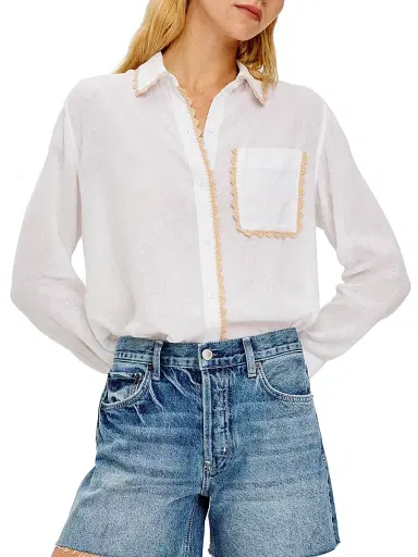 RAILS Women's Saya Crochet Trim Button-Front Shirt - White | Thumbnail 6 RAILS Women's Saya Crochet Trim Button-Front Shirt - White | Thumbnail 6