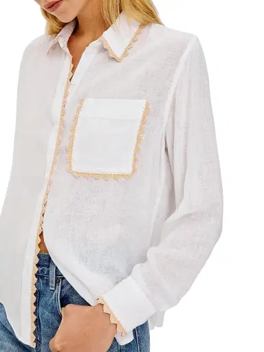RAILS Women's Saya Crochet Trim Button-Front Shirt - White | Thumbnail 7 RAILS Women's Saya Crochet Trim Button-Front Shirt - White | Thumbnail 7