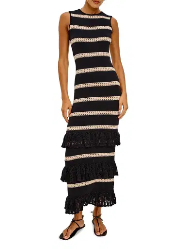 RAILS Women's Ana Crochet Stripe Maxi Dress - Black Oat Stripe | Thumbnail 2 RAILS Women's Ana Crochet Stripe Maxi Dress - Black Oat Stripe | Thumbnail 2