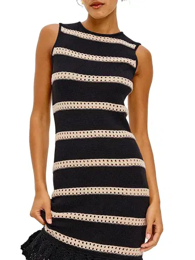 RAILS Women's Ana Crochet Stripe Maxi Dress - Black Oat Stripe | Thumbnail 4 RAILS Women's Ana Crochet Stripe Maxi Dress - Black Oat Stripe | Thumbnail 4