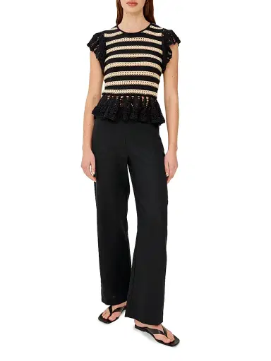 RAILS Women's Coen Stripe Flutter-Sleeve Top - Black Oat Stripe - Size XL | Thumbnail 2 RAILS Women's Coen Stripe Flutter-Sleeve Top - Black Oat Stripe - Size XL | Thumbnail 2