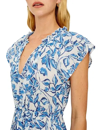 RAILS Women's Juni Leaf-Print Linen-Blend Midi-Dress - Azure Jasmine | Thumbnail 5 RAILS Women's Juni Leaf-Print Linen-Blend Midi-Dress - Azure Jasmine | Thumbnail 5
