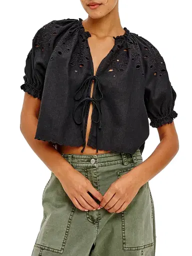 RAILS Women's Lizabeth Embroidered Linen Blouse - Black - Size Large | Thumbnail 3 RAILS Women's Lizabeth Embroidered Linen Blouse - Black - Size Large | Thumbnail 3