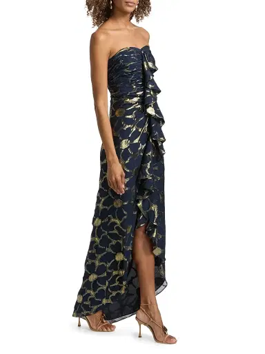 Ramy Brook Women's Daisy Goldie Floral Strapless Gown - Navy Jacquard | Thumbnail 2 Ramy Brook Women's Daisy Goldie Floral Strapless Gown - Navy Jacquard | Thumbnail 2