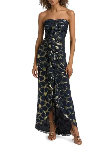 Ramy Brook Women's Daisy Goldie Floral Strapless Gown - Navy Jacquard | Thumbnail 3 Ramy Brook Women's Daisy Goldie Floral Strapless Gown - Navy Jacquard | Thumbnail 3