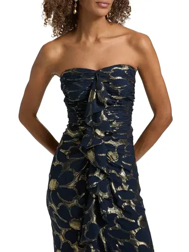 Ramy Brook Women's Daisy Goldie Floral Strapless Gown - Navy Jacquard | Thumbnail 6 Ramy Brook Women's Daisy Goldie Floral Strapless Gown - Navy Jacquard | Thumbnail 6