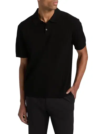 Theory Men's Cable-Knit Polo Shirt - Black - Size XL | Thumbnail 3 Theory Men's Cable-Knit Polo Shirt - Black - Size XL | Thumbnail 3