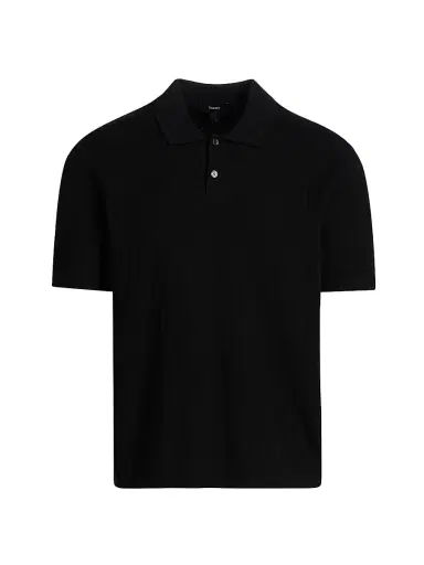 Theory Men's Cable-Knit Polo Shirt - Black - Size XL | Thumbnail 1 Theory Men's Cable-Knit Polo Shirt - Black - Size XL | Thumbnail 1