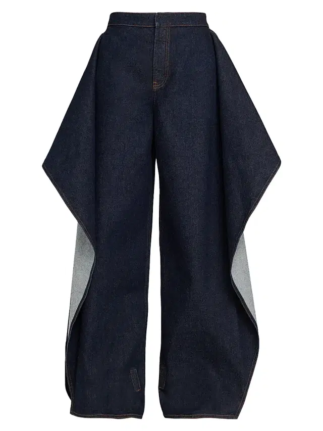 Women's Flap Ruffled Wide-Leg Jeans - Bleu Brut Women's Flap Ruffled Wide-Leg Jeans - Bleu Brut