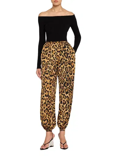 Alaïa Women's Cheetah-Print Balloon Pants - Noir Caramel - Size 8 | Thumbnail 2 Alaïa Women's Cheetah-Print Balloon Pants - Noir Caramel - Size 8 | Thumbnail 2
