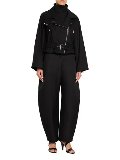Alaïa Women's Layered Cotton Biker Jacket - Noir | Thumbnail 2 Alaïa Women's Layered Cotton Biker Jacket - Noir | Thumbnail 2