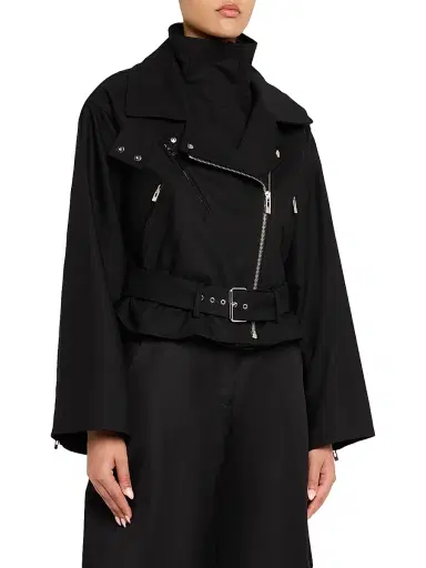 Alaïa Women's Layered Cotton Biker Jacket - Noir | Thumbnail 3 Alaïa Women's Layered Cotton Biker Jacket - Noir | Thumbnail 3