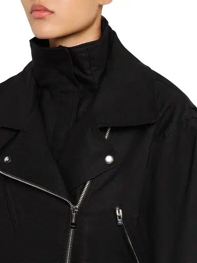 Alaïa Women's Layered Cotton Biker Jacket - Noir | Thumbnail 5 Alaïa Women's Layered Cotton Biker Jacket - Noir | Thumbnail 5