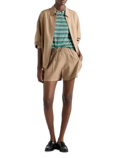 Prada Women's Short-Sleeved Striped Cotton Polo Shirt - Green | Thumbnail 2 Prada Women's Short-Sleeved Striped Cotton Polo Shirt - Green | Thumbnail 2