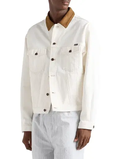 Prada Men's Old Denim Jacket with Leather Details - White - Size Medium | Thumbnail 2 Prada Men's Old Denim Jacket with Leather Details - White - Size Medium | Thumbnail 2