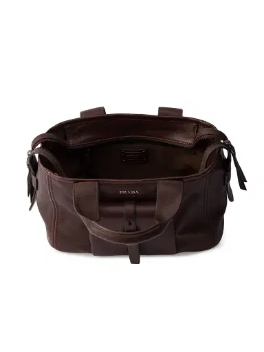Prada Women's Route Leather Tote Bag - Brown | Thumbnail 4 Prada Women's Route Leather Tote Bag - Brown | Thumbnail 4