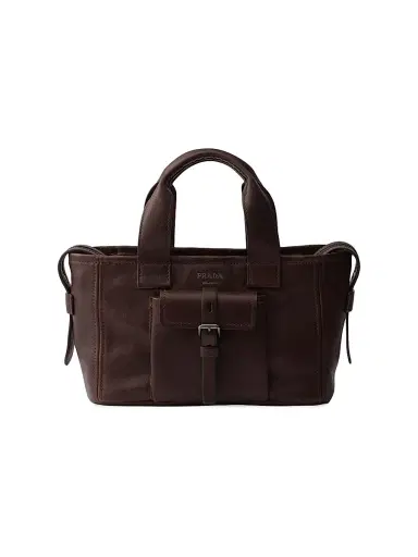 Prada Women's Route Leather Tote Bag - Brown | Thumbnail 1 Prada Women's Route Leather Tote Bag - Brown | Thumbnail 1