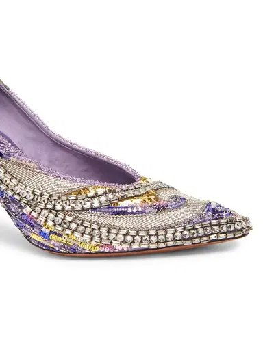 Versace Women's 90MM Embellished Point-Toe Pumps - Purple - Size 6.5 | Thumbnail 5 Versace Women's 90MM Embellished Point-Toe Pumps - Purple - Size 6.5 | Thumbnail 5