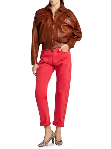 Versace Women's Blouson Leather Jacket - Stradivarius - Size 10 | Thumbnail 2 Versace Women's Blouson Leather Jacket - Stradivarius - Size 10 | Thumbnail 2