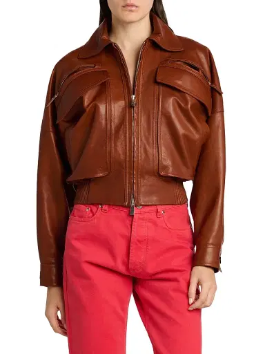 Versace Women's Blouson Leather Jacket - Stradivarius - Size 10 | Thumbnail 3 Versace Women's Blouson Leather Jacket - Stradivarius - Size 10 | Thumbnail 3