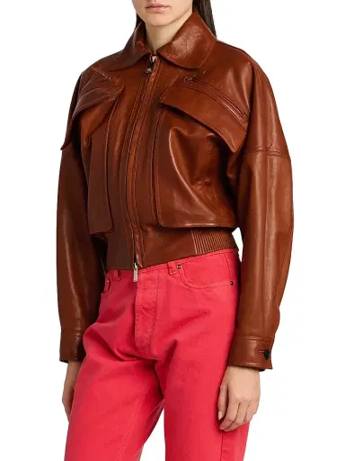 Versace Women's Blouson Leather Jacket - Stradivarius - Size 10 | Thumbnail 4 Versace Women's Blouson Leather Jacket - Stradivarius - Size 10 | Thumbnail 4