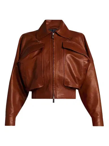 Versace Women's Blouson Leather Jacket - Stradivarius - Size 10 | Thumbnail 1 Versace Women's Blouson Leather Jacket - Stradivarius - Size 10 | Thumbnail 1