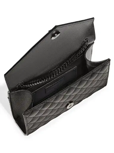 Saint Laurent Women's Envelope Triquilt Matelassé Leather Shoulder Bag - Nero | Thumbnail 3 Saint Laurent Women's Envelope Triquilt Matelassé Leather Shoulder Bag - Nero | Thumbnail 3