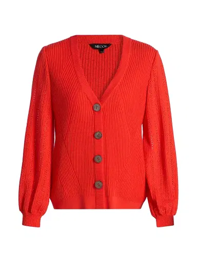 Misook Women's Pointelle-Knit Cardigan - Cherry Ember - Size XXL | Thumbnail 1 Misook Women's Pointelle-Knit Cardigan - Cherry Ember - Size XXL | Thumbnail 1