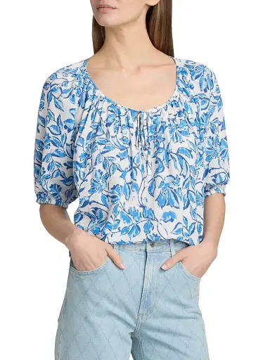 RAILS Women's Kirstie Botanical Print Linen-Blend Top - Azure Jasmine | Thumbnail 3 RAILS Women's Kirstie Botanical Print Linen-Blend Top - Azure Jasmine | Thumbnail 3