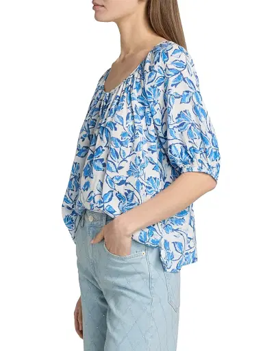 RAILS Women's Kirstie Botanical Print Linen-Blend Top - Azure Jasmine | Thumbnail 4 RAILS Women's Kirstie Botanical Print Linen-Blend Top - Azure Jasmine | Thumbnail 4