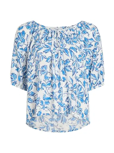 RAILS Women's Kirstie Botanical Print Linen-Blend Top - Azure Jasmine | Thumbnail 1 RAILS Women's Kirstie Botanical Print Linen-Blend Top - Azure Jasmine | Thumbnail 1