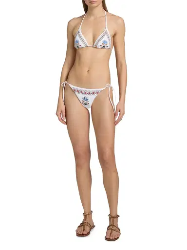 Farm Rio Women's Stitched Garden Side-Tie Bikini Bottom - Off White | Thumbnail 2 Farm Rio Women's Stitched Garden Side-Tie Bikini Bottom - Off White | Thumbnail 2