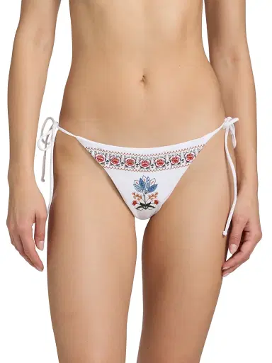 Farm Rio Women's Stitched Garden Side-Tie Bikini Bottom - Off White | Thumbnail 3 Farm Rio Women's Stitched Garden Side-Tie Bikini Bottom - Off White | Thumbnail 3
