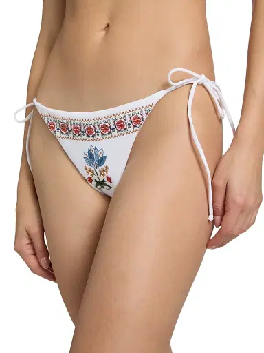 Farm Rio Women's Stitched Garden Side-Tie Bikini Bottom - Off White | Thumbnail 6 Farm Rio Women's Stitched Garden Side-Tie Bikini Bottom - Off White | Thumbnail 6