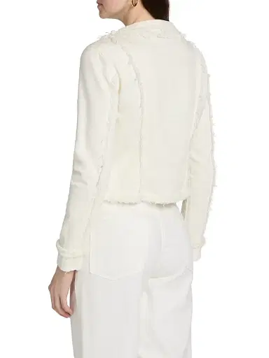L'AGENCE Women's Yarin Collarless Fray Jacket - Light Ecru | Thumbnail 5 L'AGENCE Women's Yarin Collarless Fray Jacket - Light Ecru | Thumbnail 5