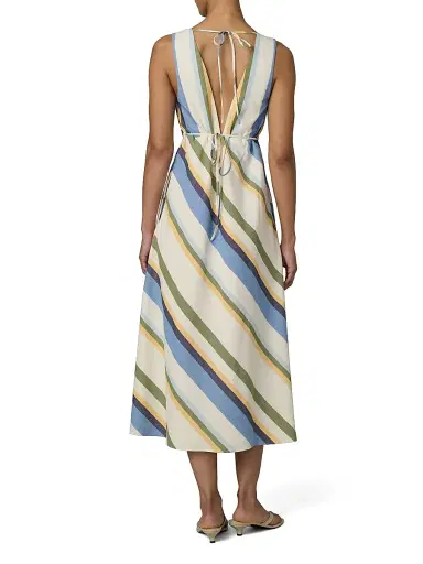 Joe's Jeans Women's Joni Striped Cotton-Blend A-Line Midi-Dress - Azure Variegated | Thumbnail 4 Joe's Jeans Women's Joni Striped Cotton-Blend A-Line Midi-Dress - Azure Variegated | Thumbnail 4