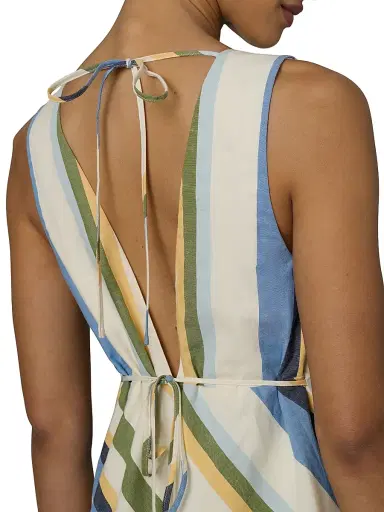 Joe's Jeans Women's Joni Striped Cotton-Blend A-Line Midi-Dress - Azure Variegated | Thumbnail 5 Joe's Jeans Women's Joni Striped Cotton-Blend A-Line Midi-Dress - Azure Variegated | Thumbnail 5