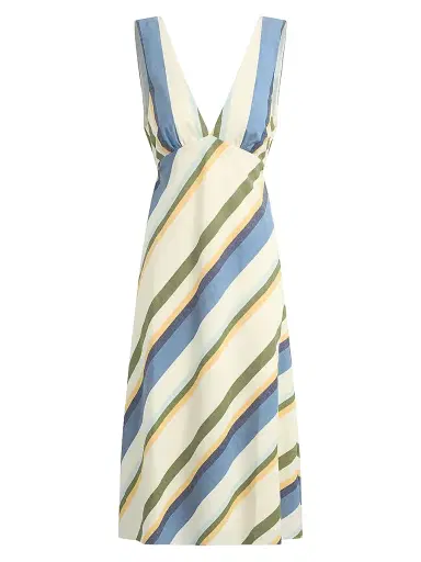 Joe's Jeans Women's Joni Striped Cotton-Blend A-Line Midi-Dress - Azure Variegated | Thumbnail 1 Joe's Jeans Women's Joni Striped Cotton-Blend A-Line Midi-Dress - Azure Variegated | Thumbnail 1