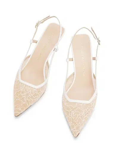 Stuart Weitzman Women's Vinnie 50MM Floral Lace Slingback Pumps | Thumbnail 4 Stuart Weitzman Women's Vinnie 50MM Floral Lace Slingback Pumps | Thumbnail 4