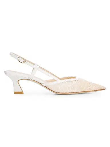 Stuart Weitzman Women's Vinnie 50MM Floral Lace Slingback Pumps | Thumbnail 1 Stuart Weitzman Women's Vinnie 50MM Floral Lace Slingback Pumps | Thumbnail 1