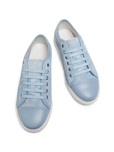 Lanvin Women's Dbb1 Denim & Leather Sneakers - Denim Blue | Thumbnail 4 Lanvin Women's Dbb1 Denim & Leather Sneakers - Denim Blue | Thumbnail 4