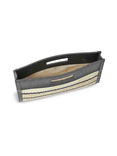 GiGi New York Women's Remy Striped Raffia & Leather Clutch - Natural Multi | Thumbnail 2 GiGi New York Women's Remy Striped Raffia & Leather Clutch - Natural Multi | Thumbnail 2