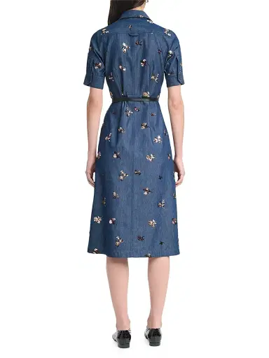 Altuzarra Women's Kieran Embellished Denim Midi-Shirtdress - Midnight | Thumbnail 4 Altuzarra Women's Kieran Embellished Denim Midi-Shirtdress - Midnight | Thumbnail 4