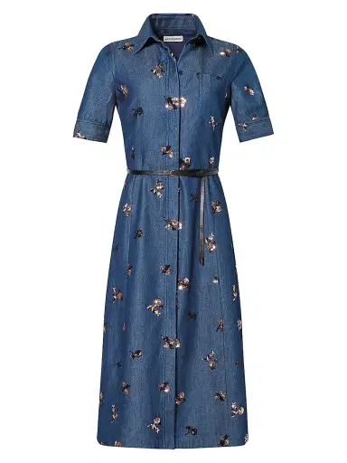Altuzarra Women's Kieran Embellished Denim Midi-Shirtdress - Midnight | Thumbnail 1 Altuzarra Women's Kieran Embellished Denim Midi-Shirtdress - Midnight | Thumbnail 1