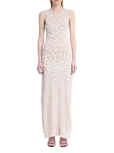Altuzarra Women's Nelly Floral-Embroidered Mesh Knit Maxi Dress - Pale Blush | Thumbnail 3 Altuzarra Women's Nelly Floral-Embroidered Mesh Knit Maxi Dress - Pale Blush | Thumbnail 3